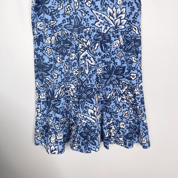 Sail To Sable XS Blue White Floral Print Mini Dress Puff Sleeves Fit and Flare - Picture 4 of 9